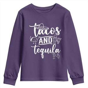Tacos And Tequila Lover Youth Sweatshirt Funny Humor Gift TS12 Purple Print Your Wear