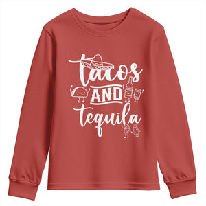 Tacos And Tequila Lover Youth Sweatshirt Funny Humor Gift TS12 Red Print Your Wear