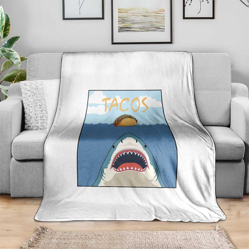 Funny Tacos Lover Throw Blanket Shark Attack Humor Gift TS12 Print Your Wear