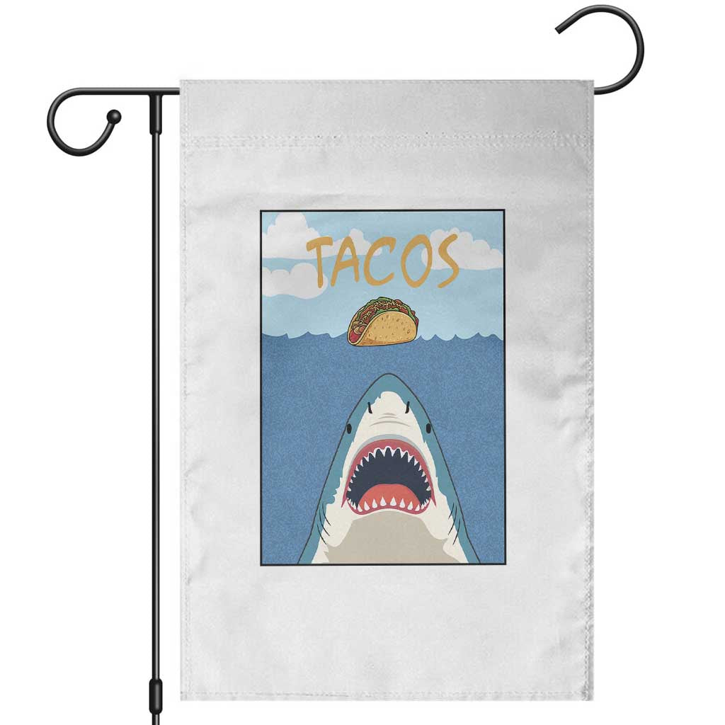Funny Tacos Lover Garden Flag Shark Attack Humor Gift TS12 White Print Your Wear