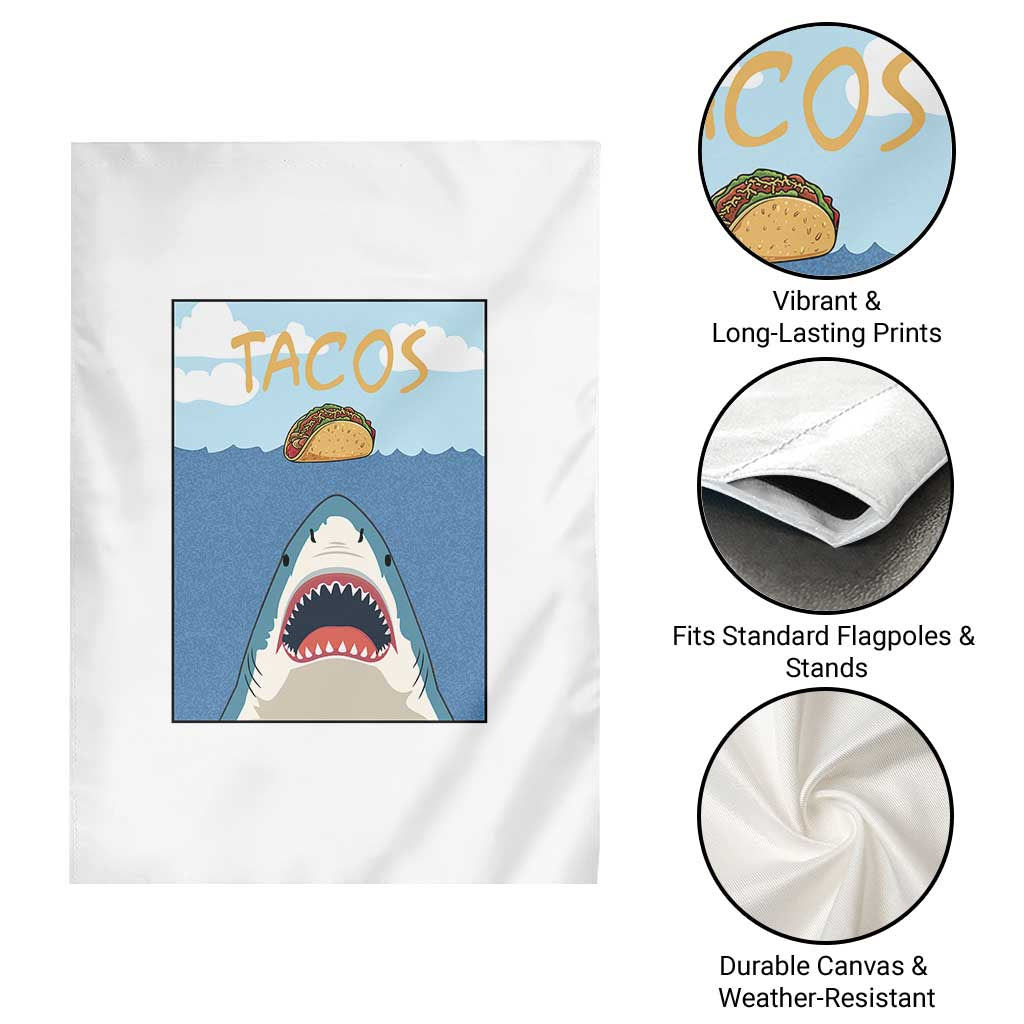 Funny Tacos Lover Garden Flag Shark Attack Humor Gift TS12 Print Your Wear
