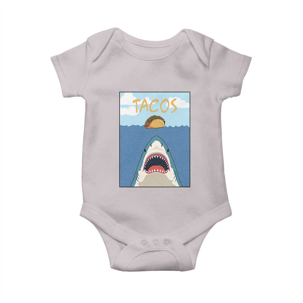 Funny Tacos Lover Baby Onesie Shark Attack Humor Gift TS12 Ice Gray Print Your Wear