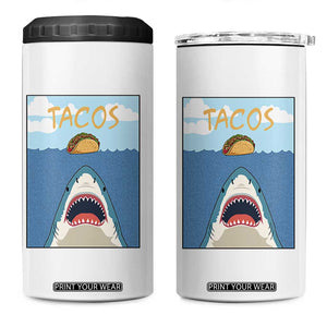 Funny Tacos Lover 4 in 1 Can Cooler Tumbler Shark Attack Humor Gift TS12 One Size: 16 oz White Print Your Wear