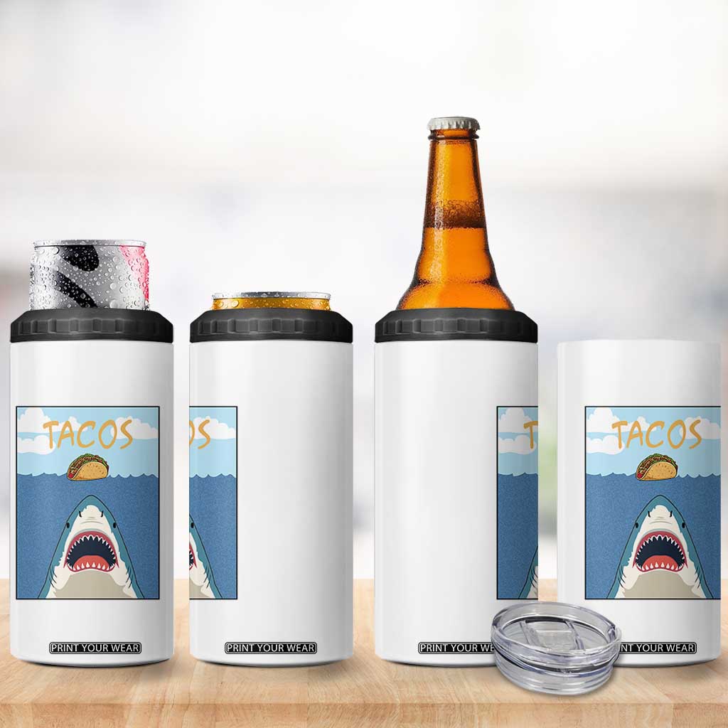 Funny Tacos Lover 4 in 1 Can Cooler Tumbler Shark Attack Humor Gift TS12 Print Your Wear
