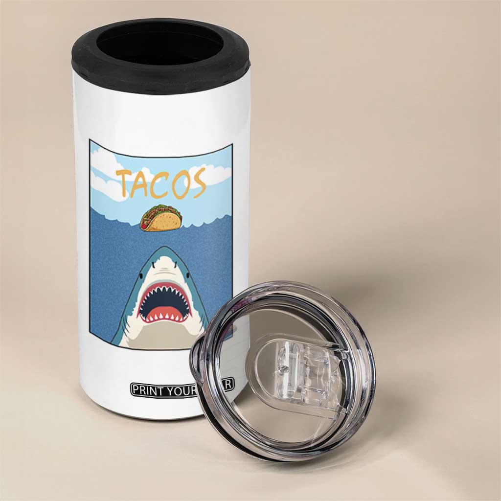 Funny Tacos Lover 4 in 1 Can Cooler Tumbler Shark Attack Humor Gift TS12 Print Your Wear