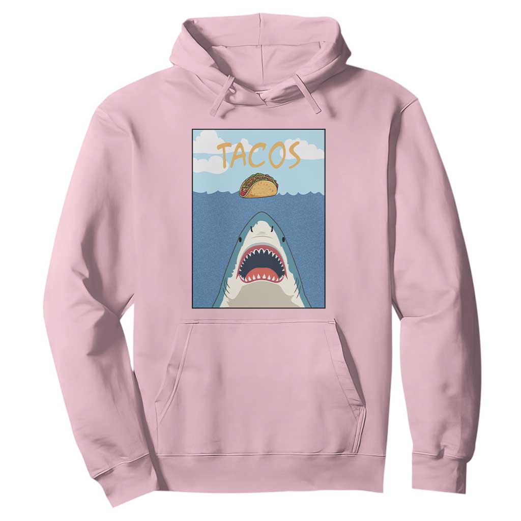 Funny Tacos Lover Hoodie Shark Attack Humor Gift TS12 Light Pink Print Your Wear