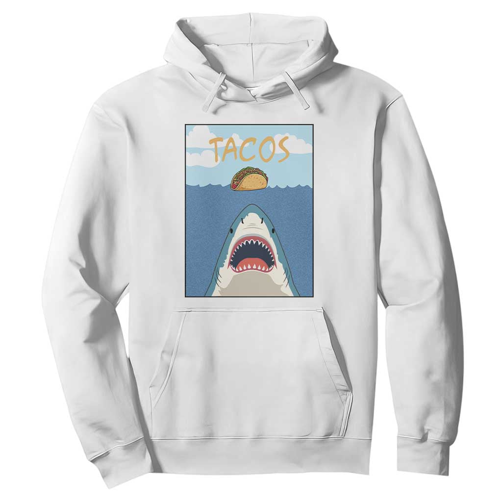 Funny Tacos Lover Hoodie Shark Attack Humor Gift TS12 White Print Your Wear