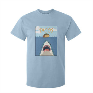 Funny Tacos Lover T Shirt For Kid Shark Attack Humor Gift TS12 Light Blue Print Your Wear