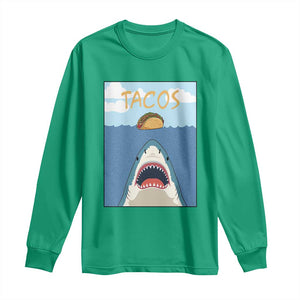 Funny Tacos Lover Long Sleeve Shirt Shark Attack Humor Gift TS12 Irish Green Print Your Wear