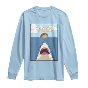 Funny Tacos Lover Long Sleeve Shirt Shark Attack Humor Gift TS12 Light Blue Print Your Wear