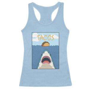 Funny Tacos Lover Racerback Tank Top Shark Attack Humor Gift TS12 Light Blue Print Your Wear