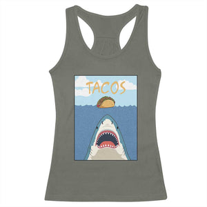 Funny Tacos Lover Racerback Tank Top Shark Attack Humor Gift TS12 Military Green Print Your Wear