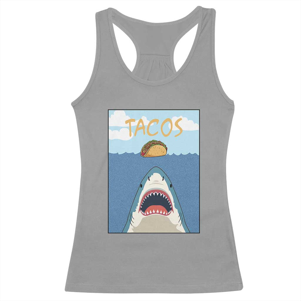 Funny Tacos Lover Racerback Tank Top Shark Attack Humor Gift TS12 Sport Gray Print Your Wear