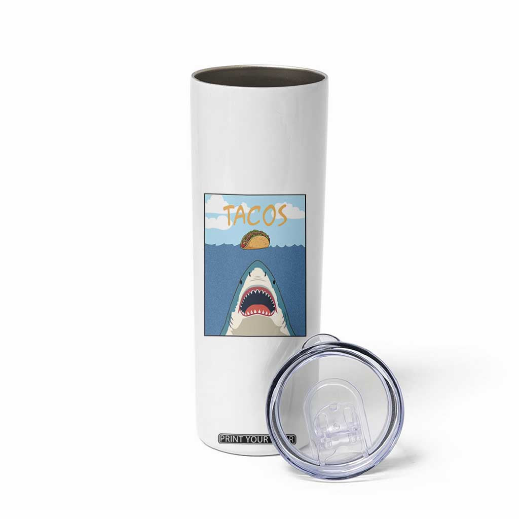 Funny Tacos Lover Skinny Tumbler Shark Attack Humor Gift TS12 Print Your Wear