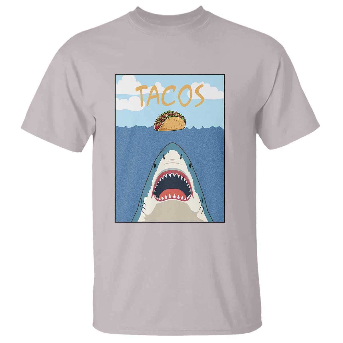 Funny Tacos Lover T Shirt Shark Attack Humor Gift TS12 Ice Gray Print Your Wear
