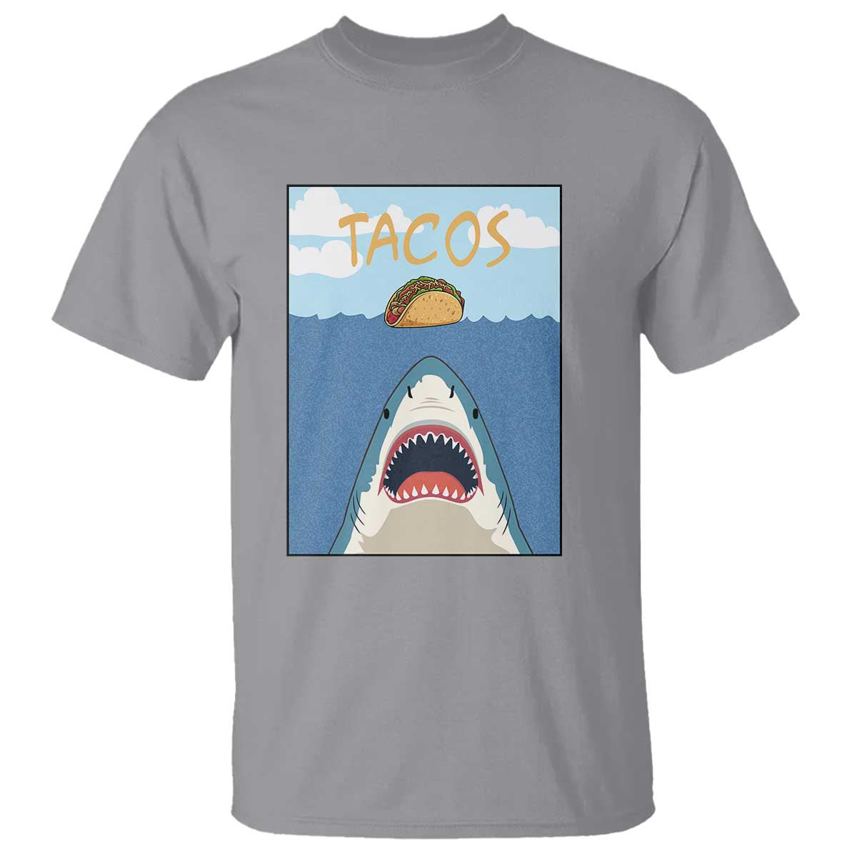 Funny Tacos Lover T Shirt Shark Attack Humor Gift TS12 Sport Gray Print Your Wear
