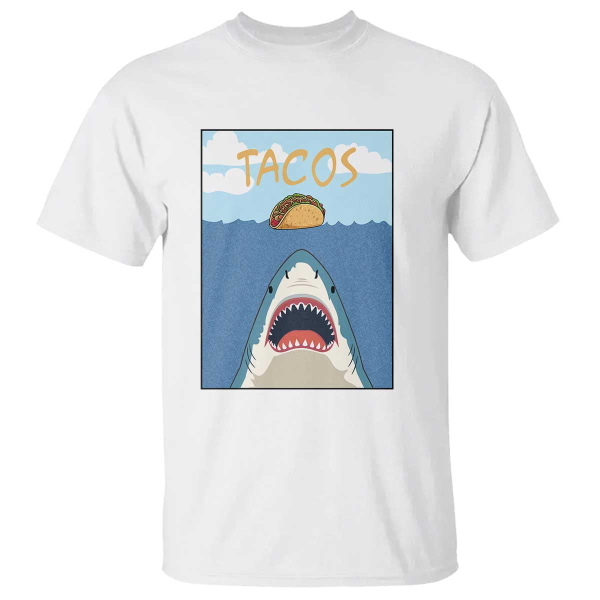 Funny Tacos Lover T Shirt Shark Attack Humor Gift TS12 White Print Your Wear
