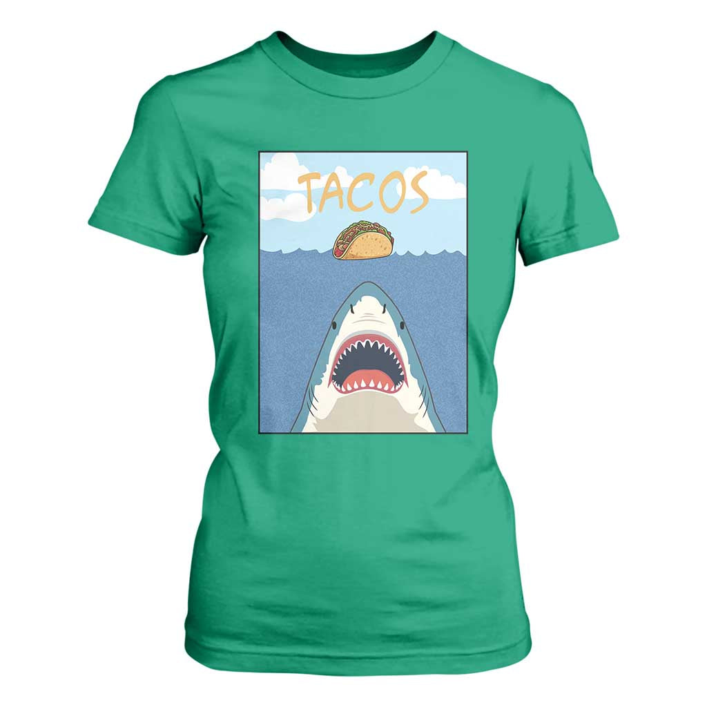 Funny Tacos Lover T Shirt For Women Shark Attack Humor Gift TS12 Irish Green Print Your Wear