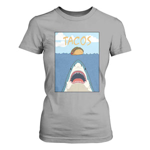 Funny Tacos Lover T Shirt For Women Shark Attack Humor Gift TS12 Sport Gray Print Your Wear