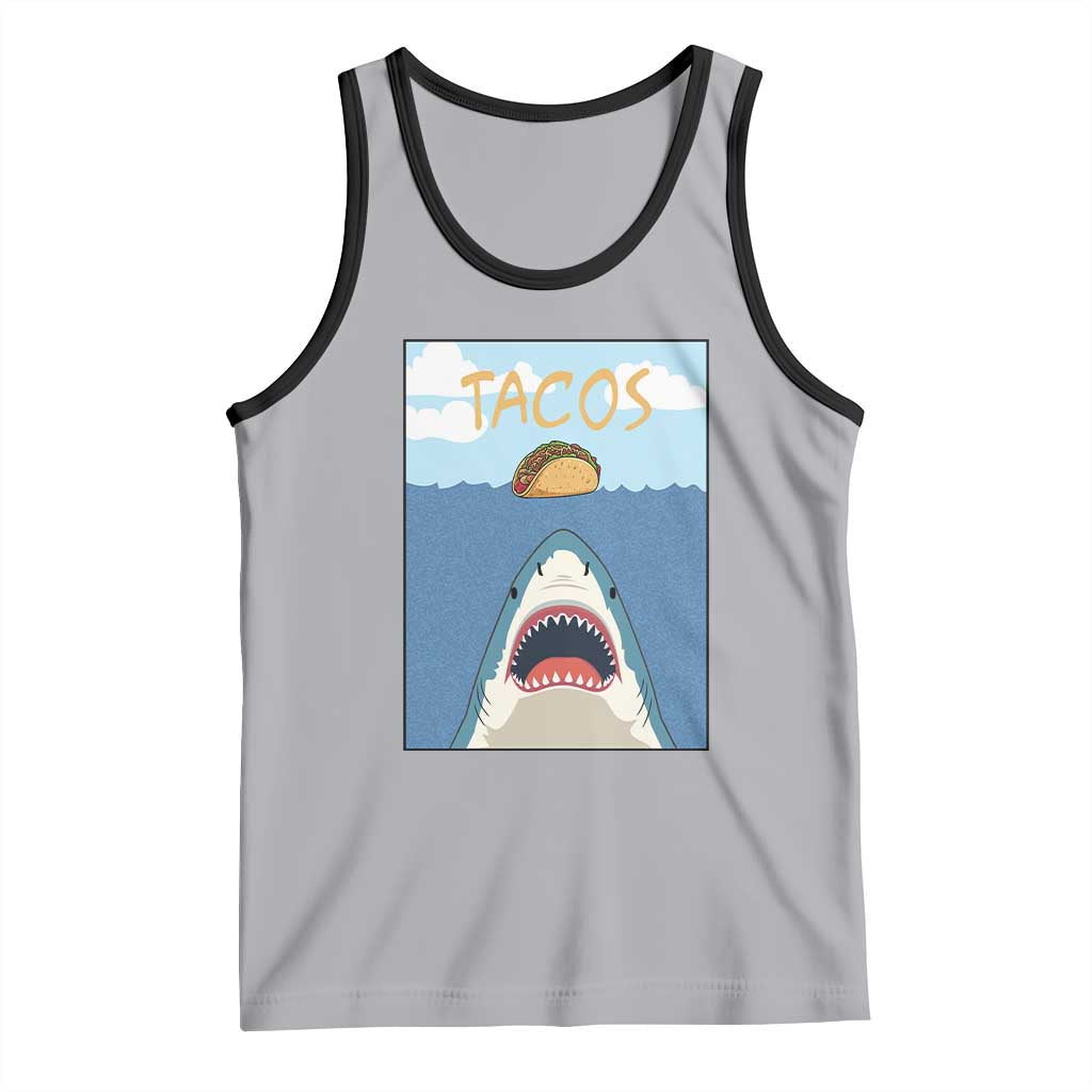 Funny Tacos Lover Tank Top Shark Attack Humor Gift TS12 Athletic Heather Black Print Your Wear