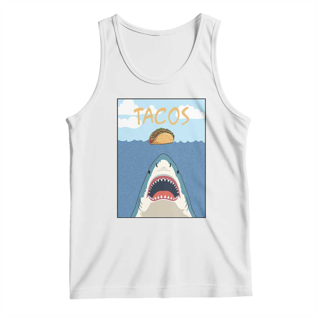 Funny Tacos Lover Tank Top Shark Attack Humor Gift TS12 White Print Your Wear