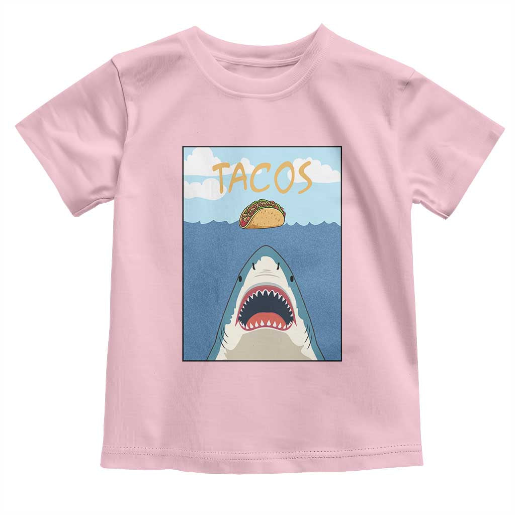 Funny Tacos Lover Toddler T Shirt Shark Attack Humor Gift TS12 Light Pink Print Your Wear
