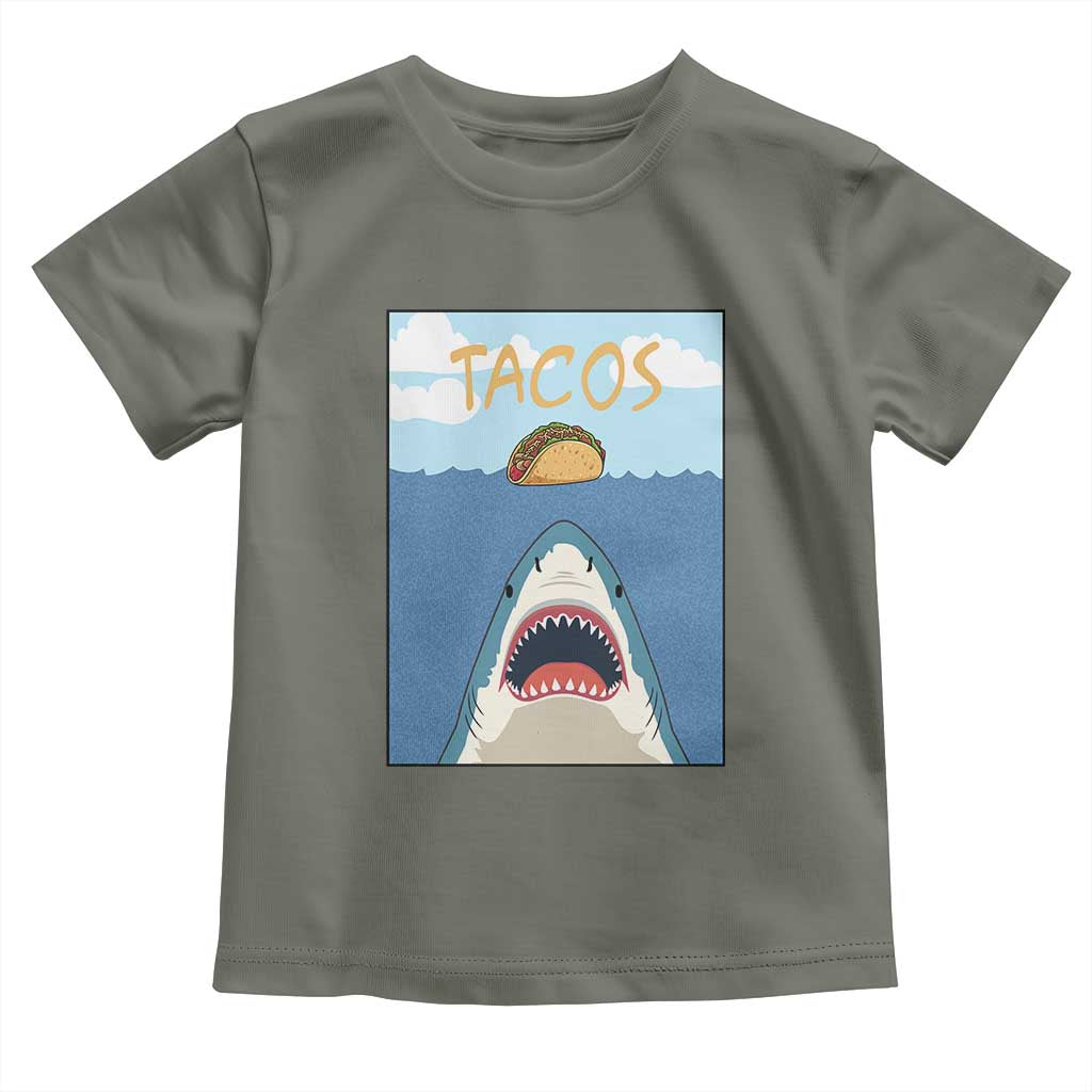 Funny Tacos Lover Toddler T Shirt Shark Attack Humor Gift TS12 Military Green Print Your Wear