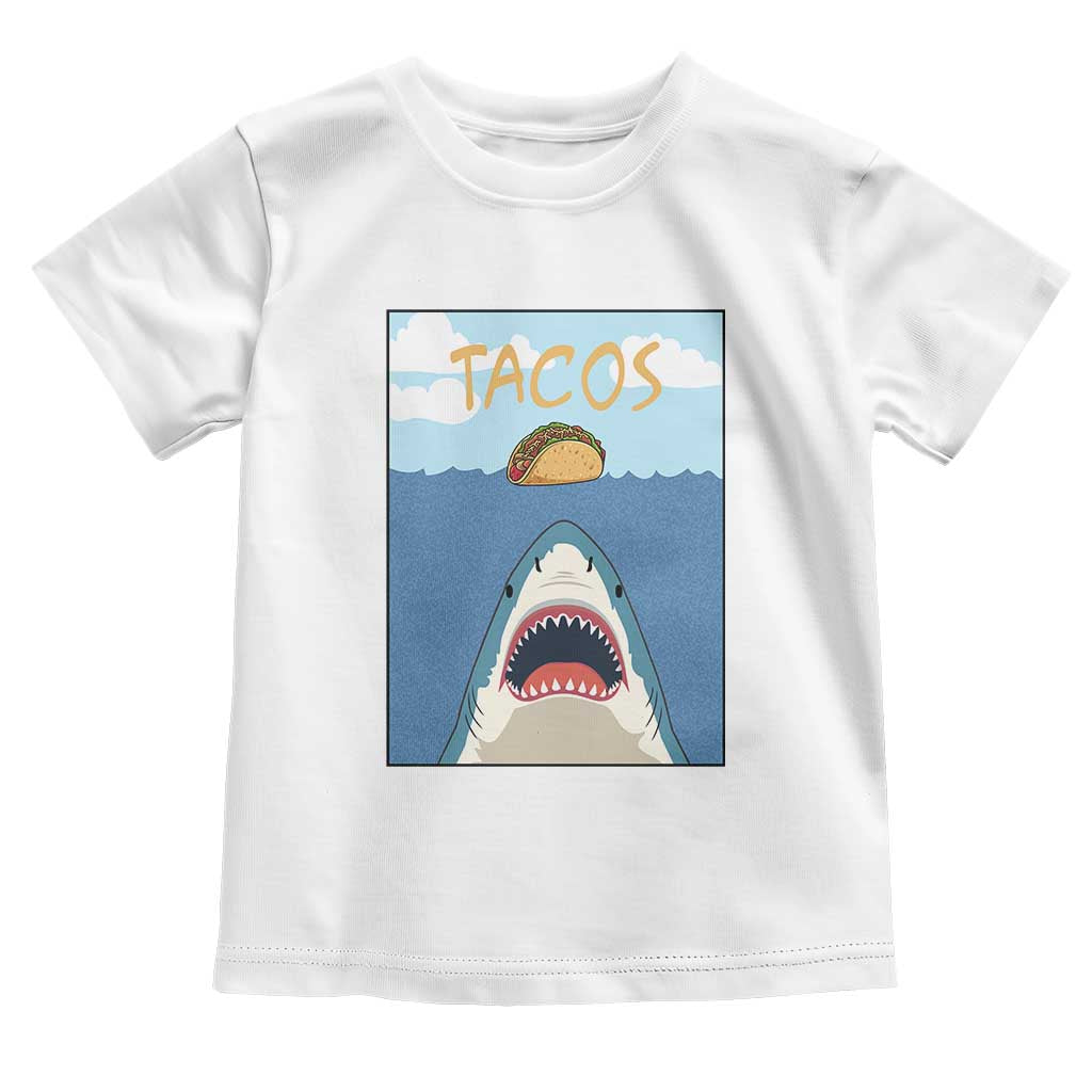 Funny Tacos Lover Toddler T Shirt Shark Attack Humor Gift TS12 White Print Your Wear