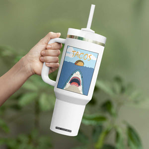 Funny Tacos Lover Tumbler With Handle Shark Attack Humor Gift TS12 Print Your Wear
