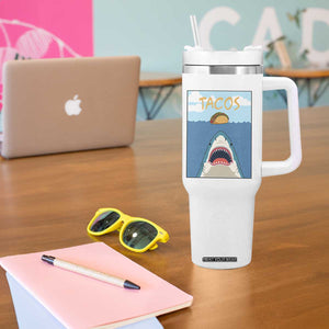 Funny Tacos Lover Tumbler With Handle Shark Attack Humor Gift TS12 Print Your Wear