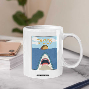 Funny Tacos Lover Coffee Mug Shark Attack Humor Gift TS12 Print Your Wear