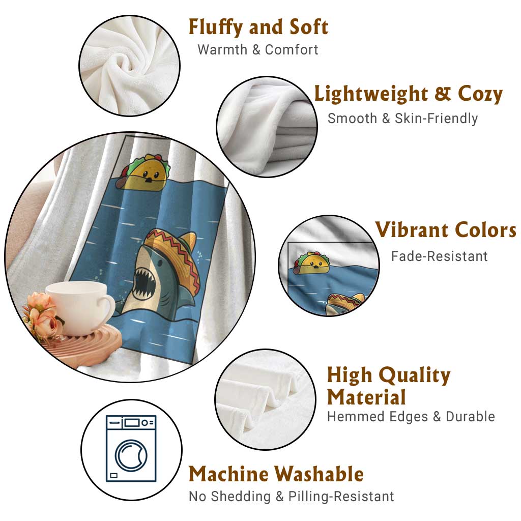 Tacos Lover Throw Blanket Funny Shark Humor Foodie Gift TS12 Print Your Wear