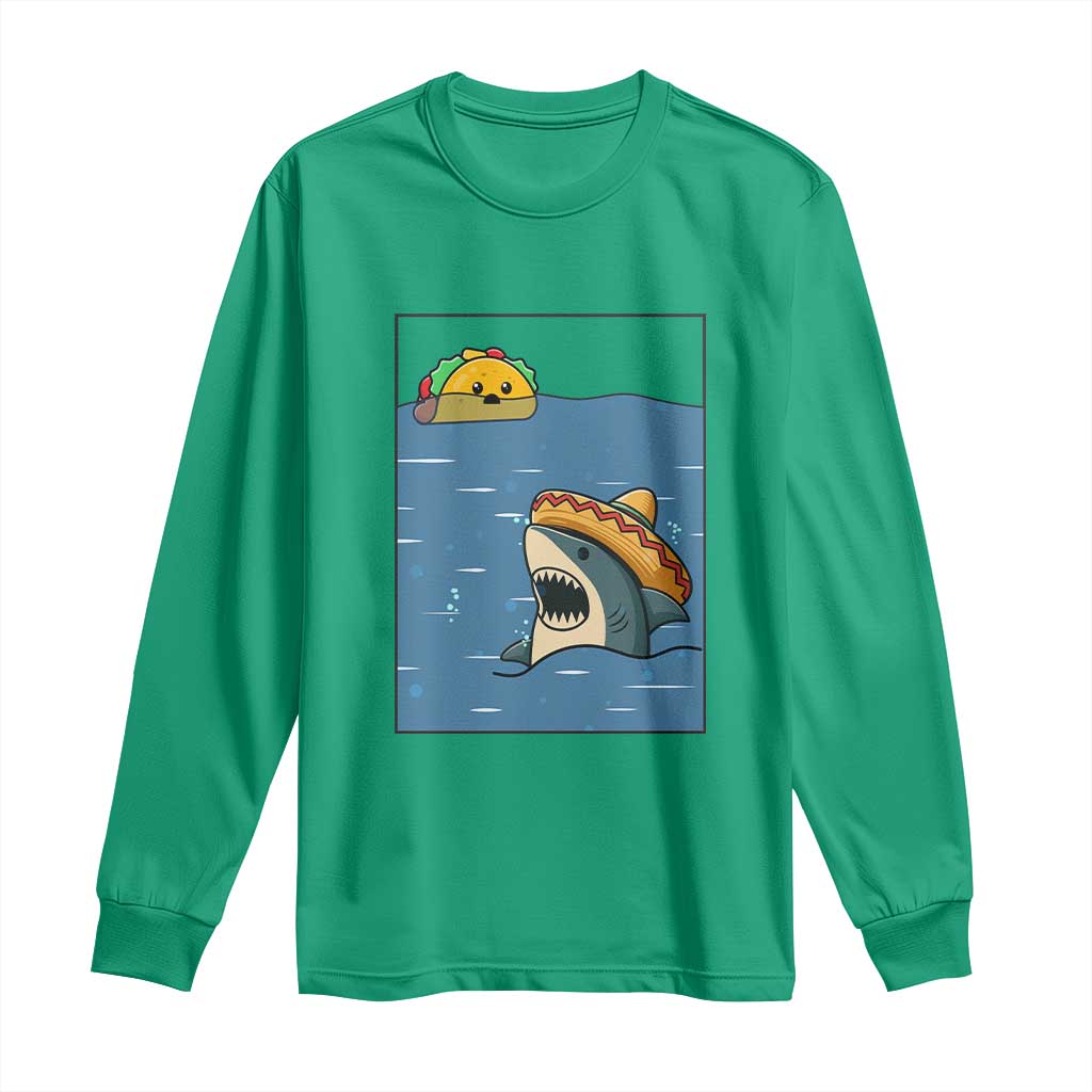 Tacos Lover Long Sleeve Shirt Funny Shark Humor Foodie Gift TS12 Irish Green Print Your Wear