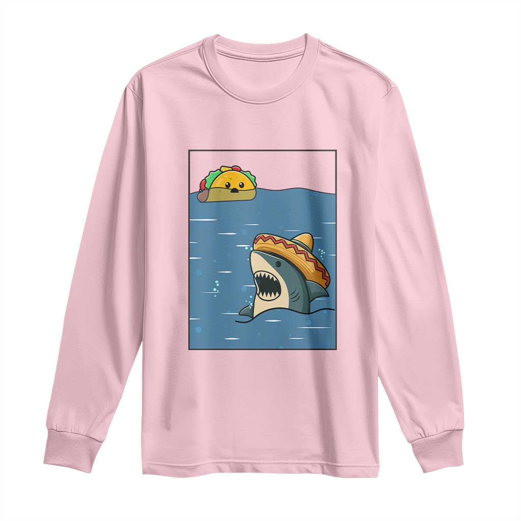 Tacos Lover Long Sleeve Shirt Funny Shark Humor Foodie Gift TS12 Light Pink Print Your Wear