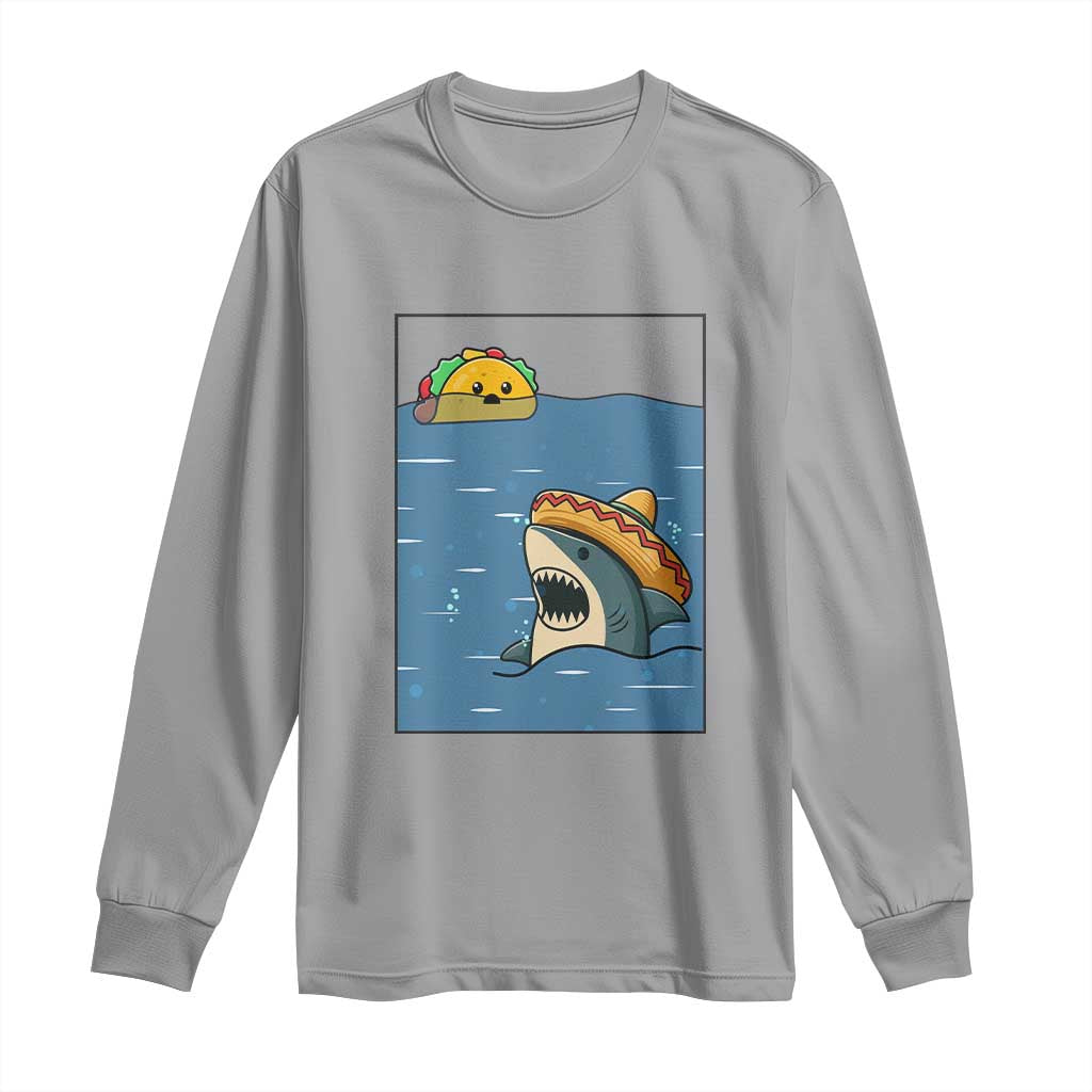 Tacos Lover Long Sleeve Shirt Funny Shark Humor Foodie Gift TS12 Sport Gray Print Your Wear