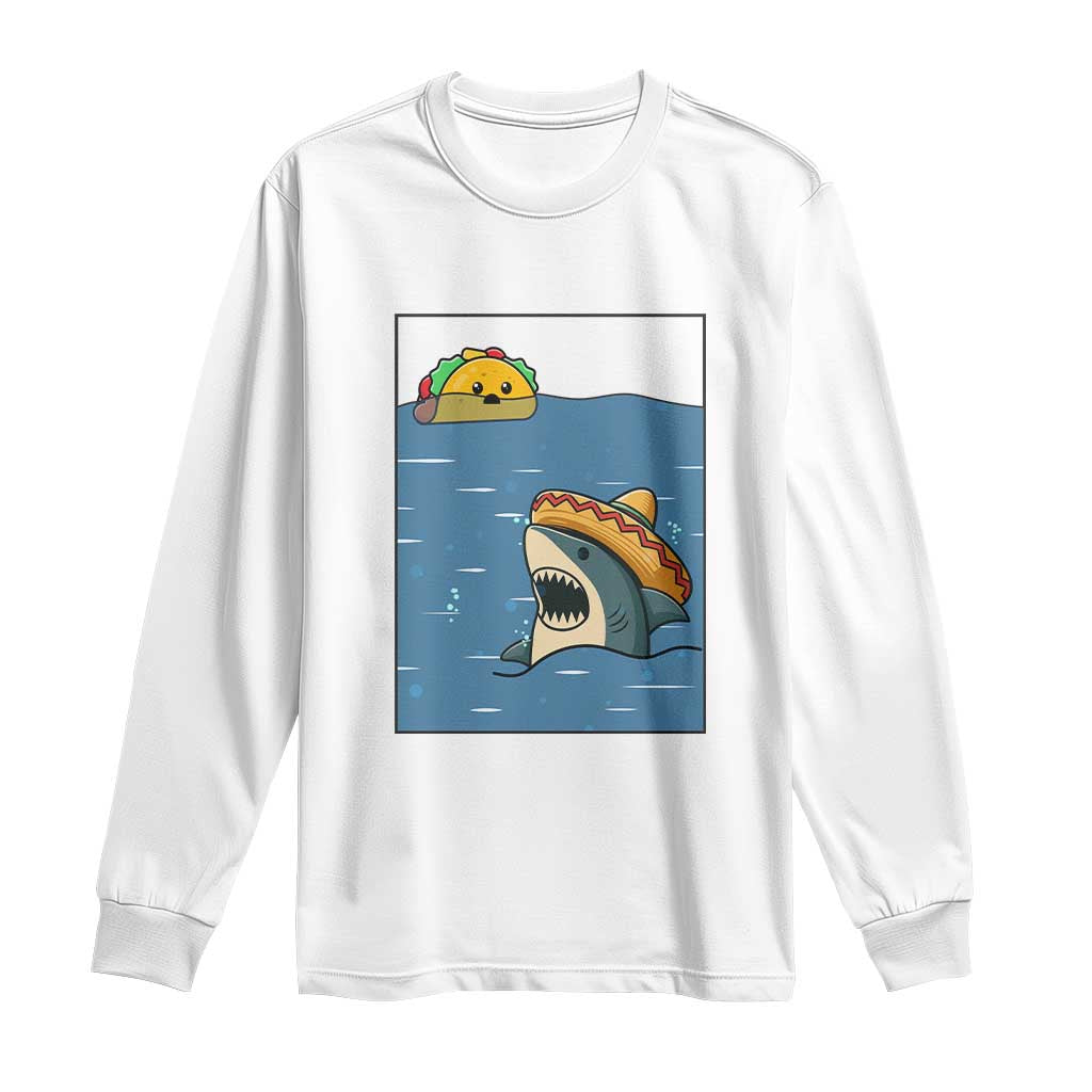 Tacos Lover Long Sleeve Shirt Funny Shark Humor Foodie Gift TS12 White Print Your Wear