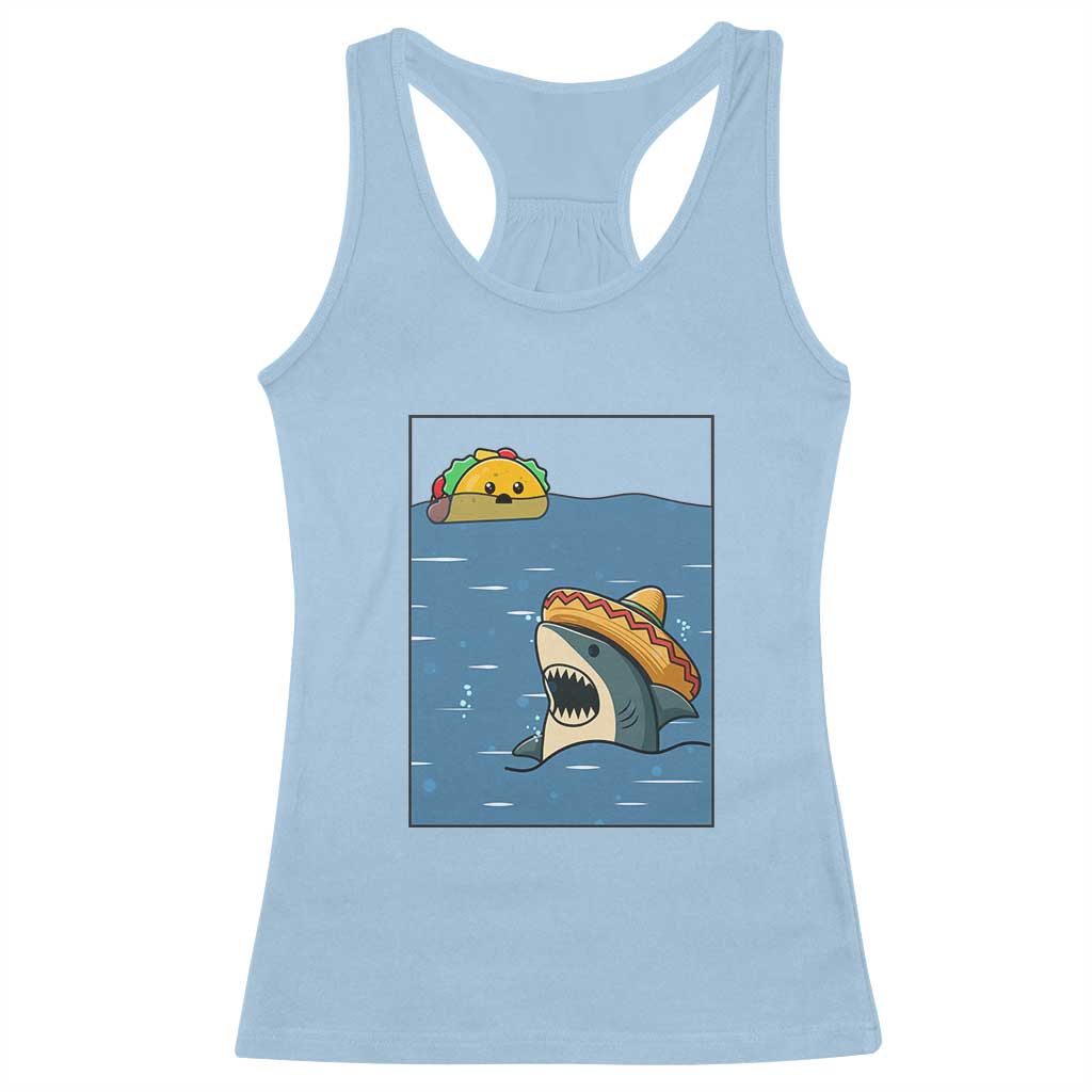 Tacos Lover Racerback Tank Top Funny Shark Humor Foodie Gift TS12 Light Blue Print Your Wear