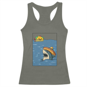 Tacos Lover Racerback Tank Top Funny Shark Humor Foodie Gift TS12 Military Green Print Your Wear