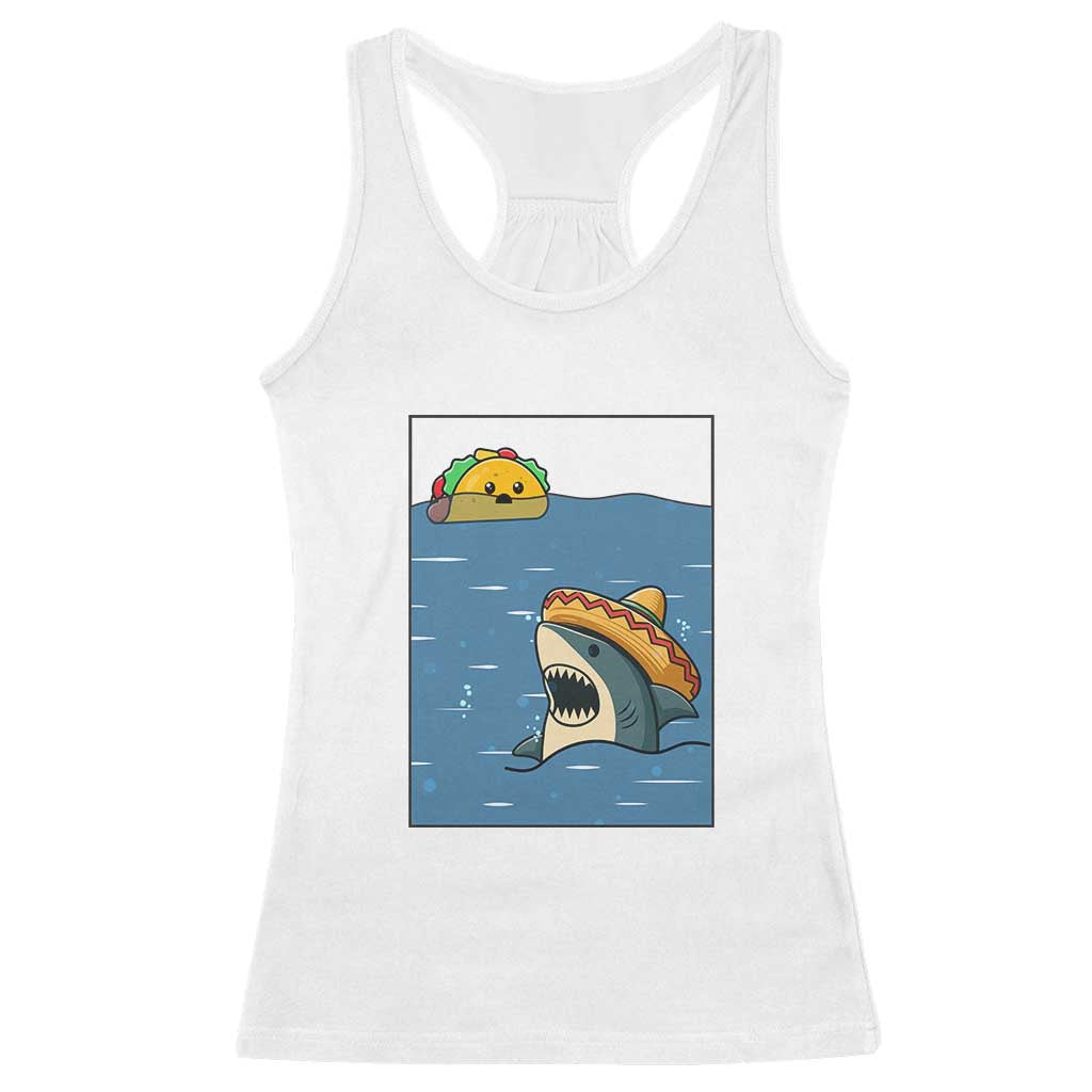 Tacos Lover Racerback Tank Top Funny Shark Humor Foodie Gift TS12 White Print Your Wear