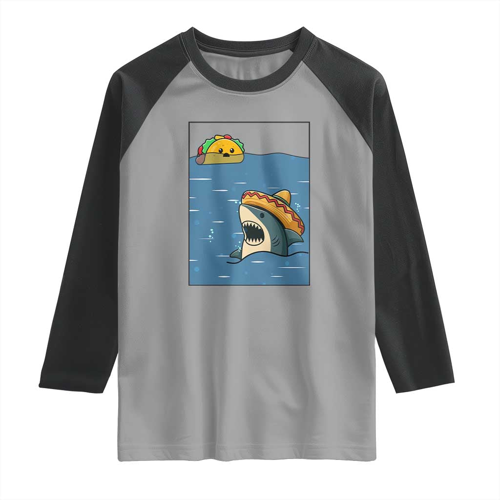 Tacos Lover Raglan Shirt Funny Shark Humor Foodie Gift TS12 Sport Gray Black Print Your Wear