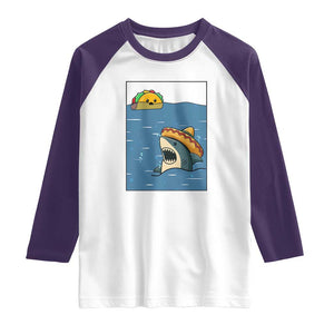 Tacos Lover Raglan Shirt Funny Shark Humor Foodie Gift TS12 White Purple Print Your Wear