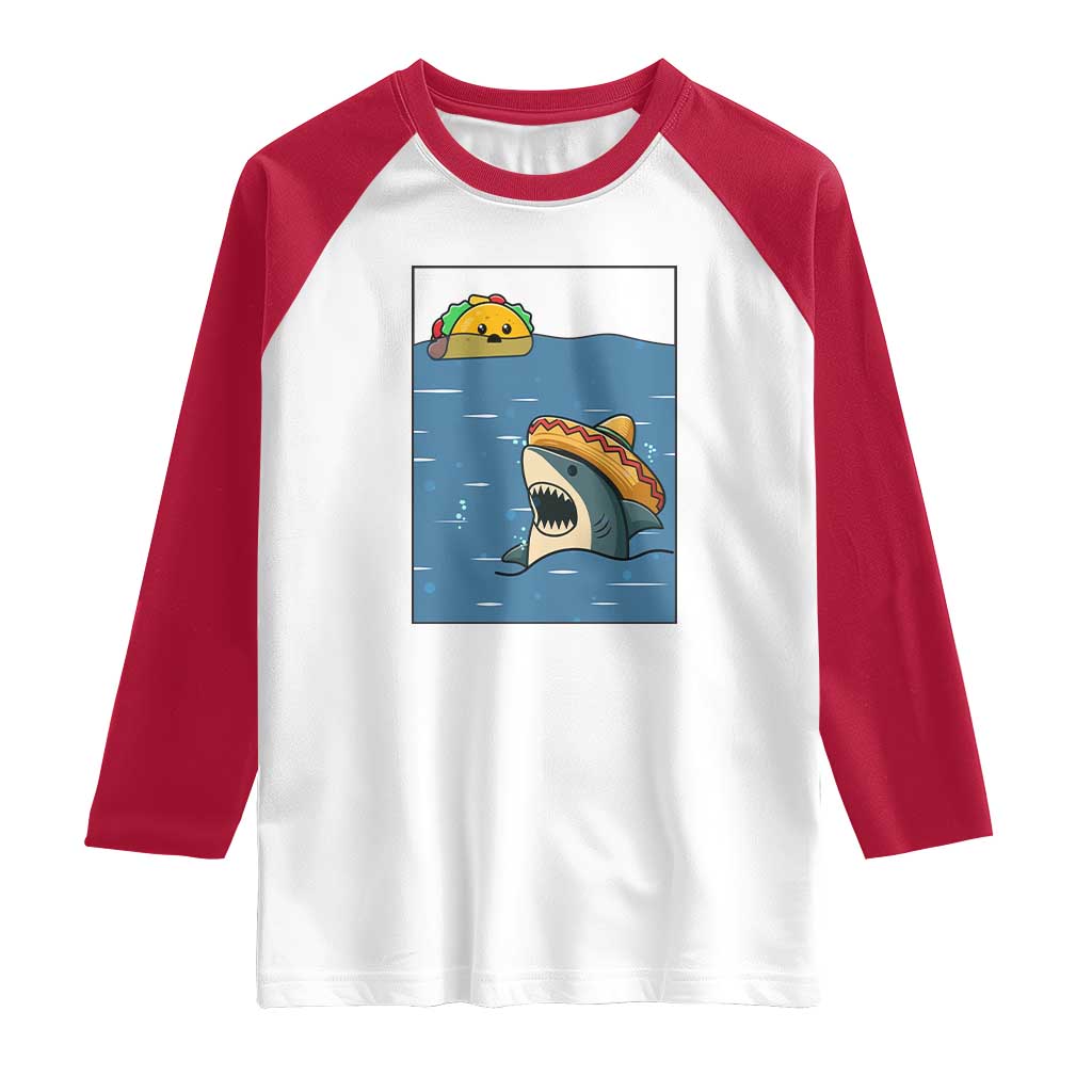 Tacos Lover Raglan Shirt Funny Shark Humor Foodie Gift TS12 White Red Print Your Wear
