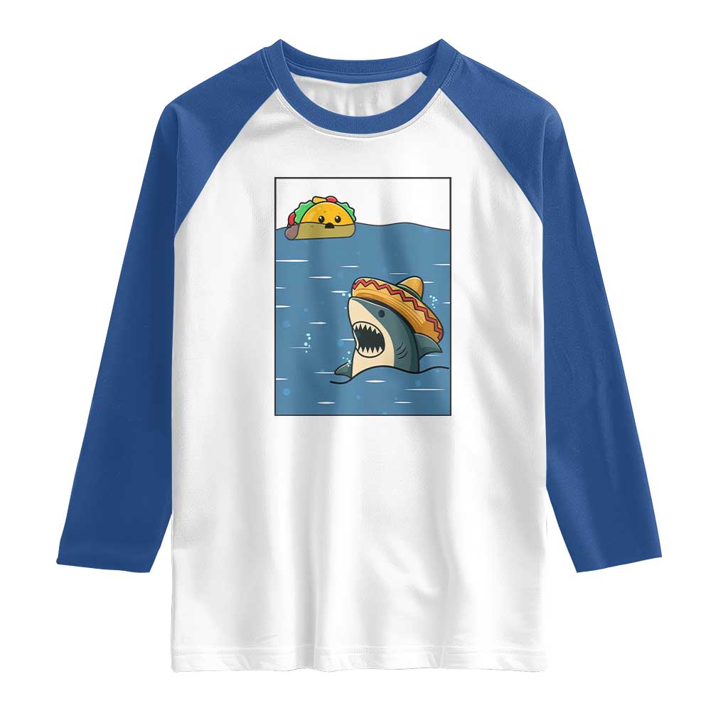 Tacos Lover Raglan Shirt Funny Shark Humor Foodie Gift TS12 White Royal Print Your Wear