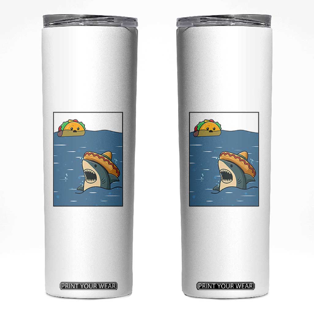 Tacos Lover Skinny Tumbler Funny Shark Humor Foodie Gift TS12 White Print Your Wear