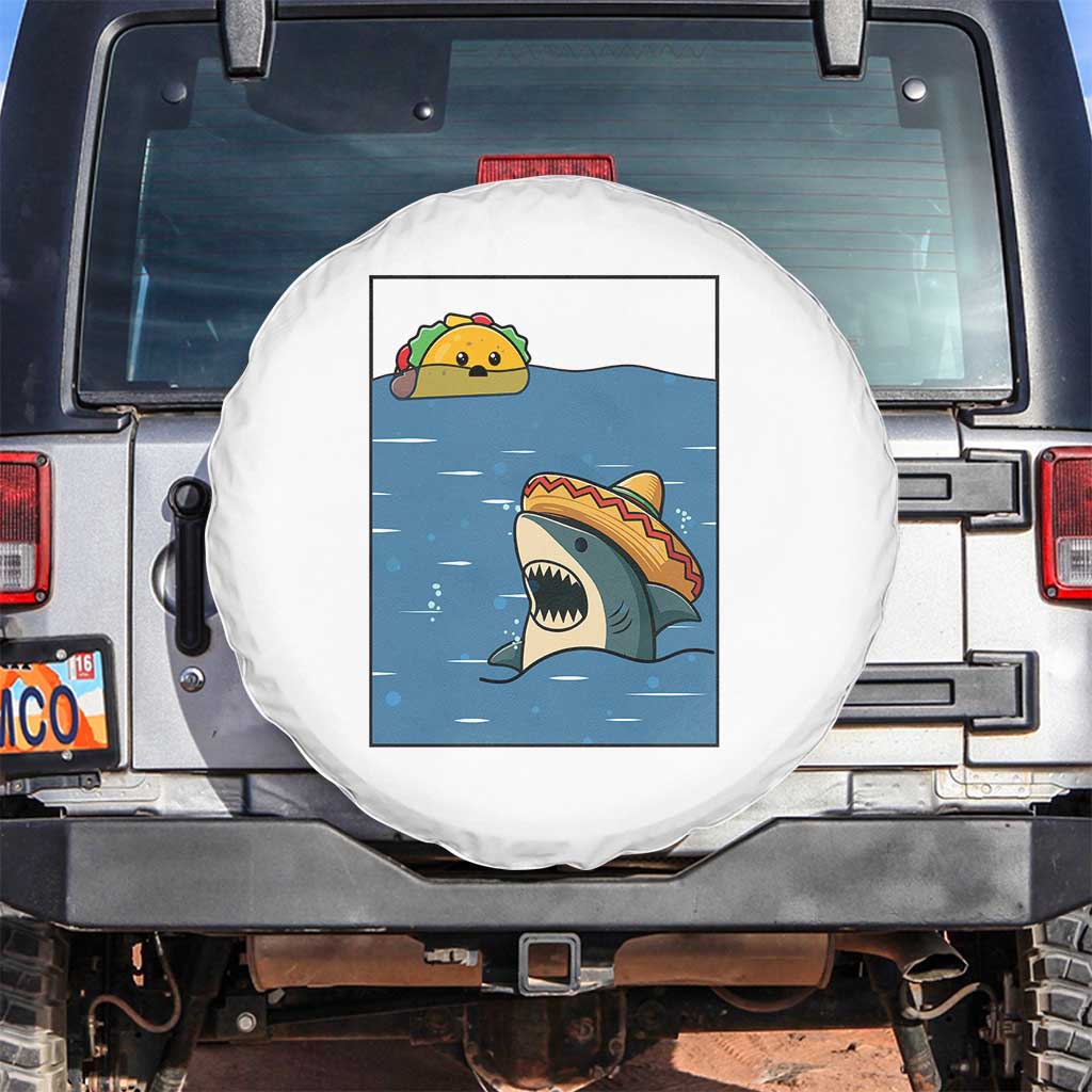 Tacos Lover Spare Tire Cover Funny Shark Humor Foodie Gift TS12 No hole White Print Your Wear