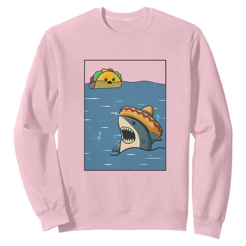 Tacos Lover Sweatshirt Funny Shark Humor Foodie Gift TS12 Light Pink Print Your Wear