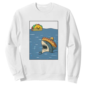 Tacos Lover Sweatshirt Funny Shark Humor Foodie Gift TS12 White Print Your Wear