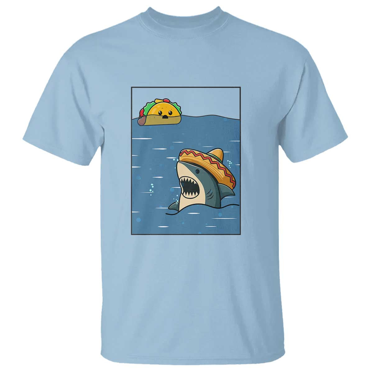 Tacos Lover T Shirt Funny Shark Humor Foodie Gift TS12 Light Blue Print Your Wear