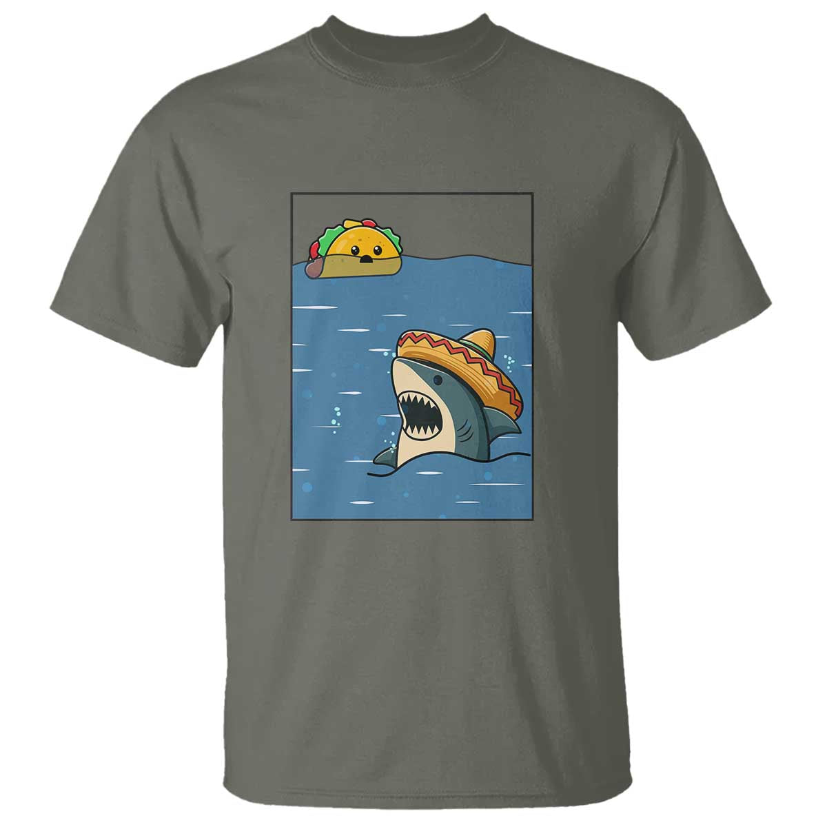 Tacos Lover T Shirt Funny Shark Humor Foodie Gift TS12 Military Green Print Your Wear