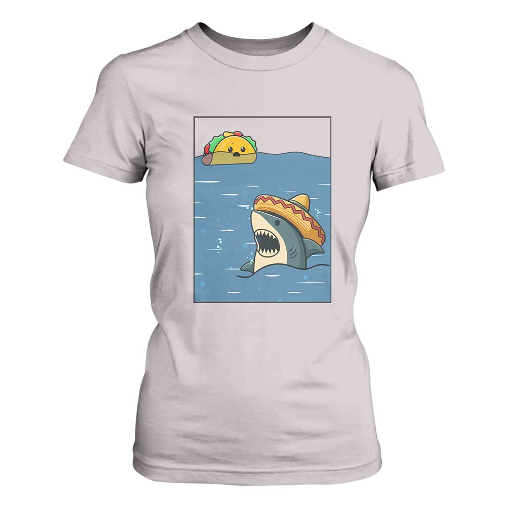 Tacos Lover T Shirt For Women Funny Shark Humor Foodie Gift TS12 Ice Gray Print Your Wear